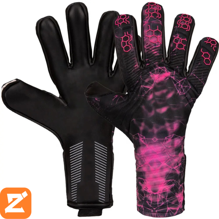 A pair of lightweight goalkeeper gloves with breathable fabric and reinforced fingertips.