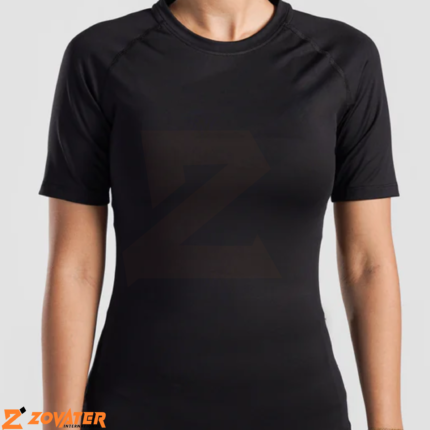 Zovater Women's Ultra Fit Compression Tee – Women’s Slim Fit Activewear – Black – Model SJU-UFC2025