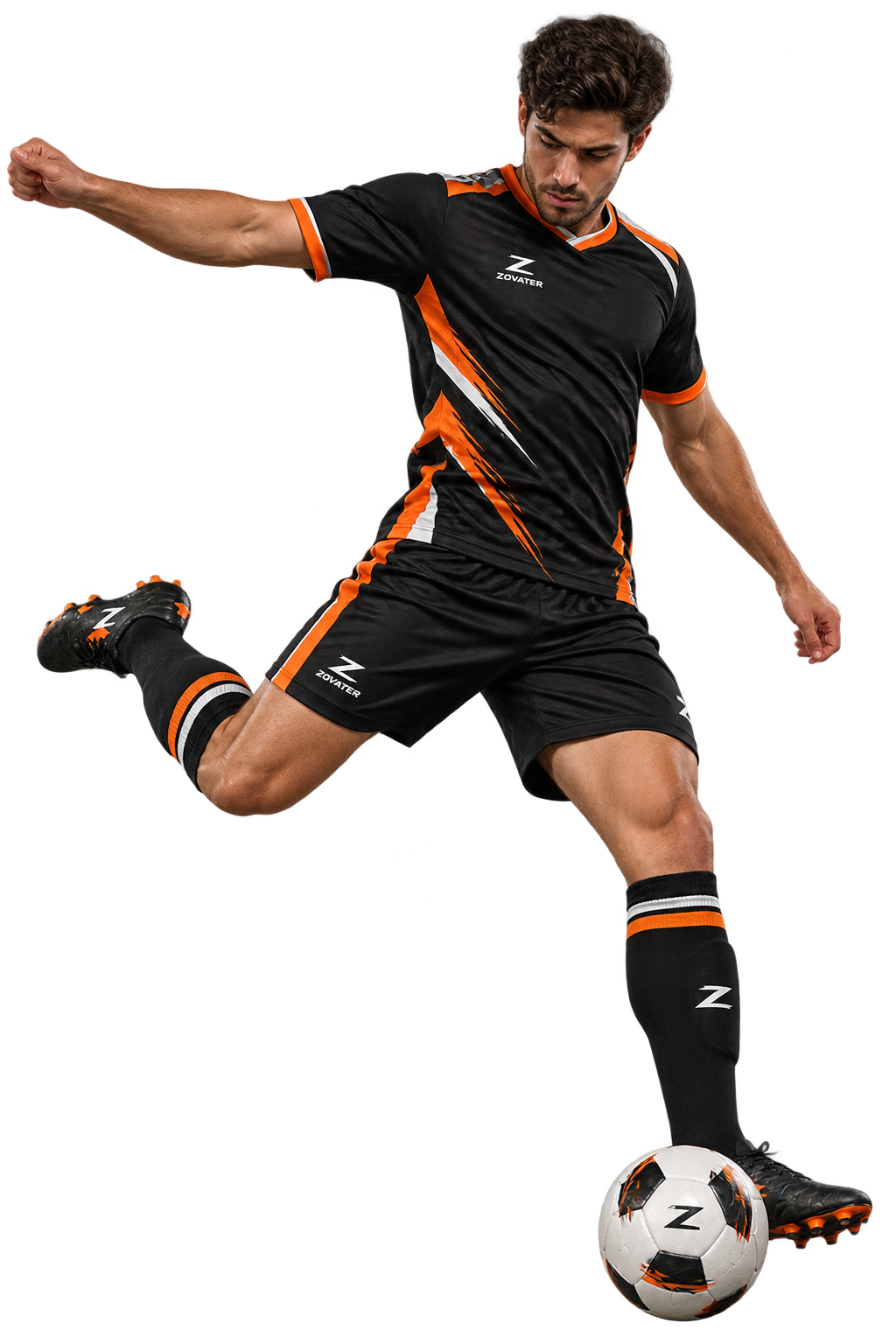 man kicking the ball